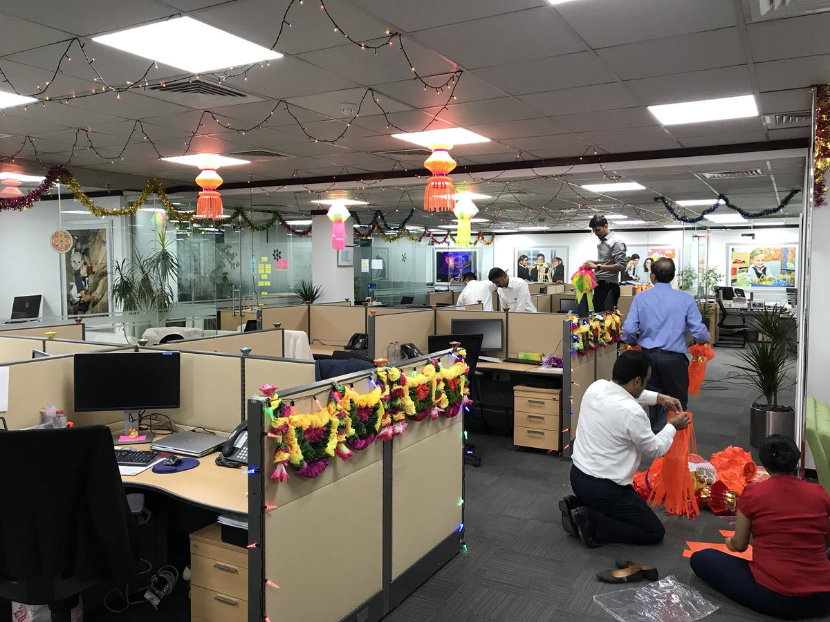 dltukOperations's tweet photo. On the eve of #Diwali the team are still here late to ensure we win first price in the office decoration competition... #TheBest https://t.co/UZPovJunyY