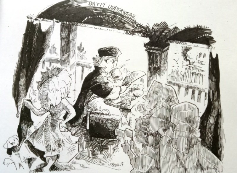 17日目
「下着」

#inktober 
#うちの子に1日1つプレゼントを贈る 
