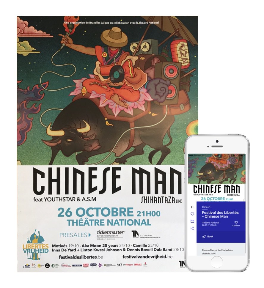 IGOTO_'s tweet photo. Win tickets for "Chinese Man" at @FestivalDesLibe! Go to the app iGOTO and play! #chineseman #contest #concertsoldout #festivaldeslibertés https://t.co/fGY7g4y9cr