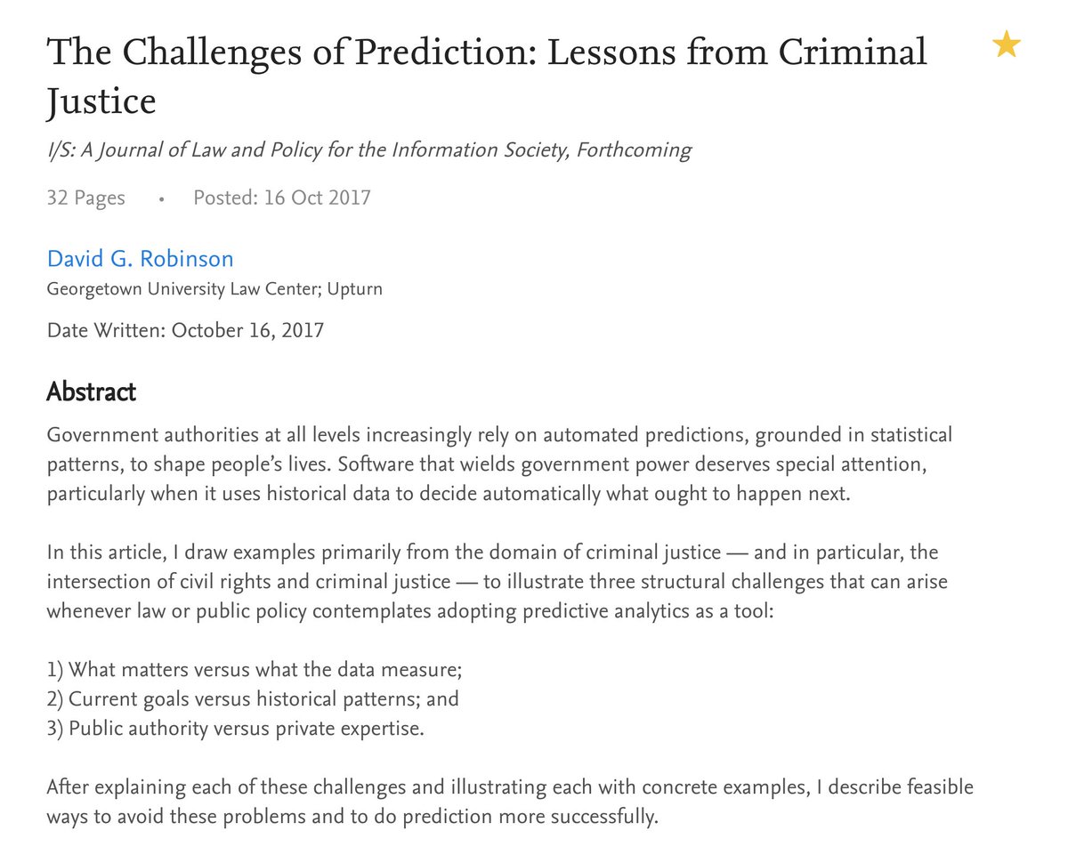 dgrobinson's tweet photo. My latest: What can we learn from criminal justice about how (&amp; how not!) to do data-driven predictions in gov't?  https://t.co/q0C8D37q58 https://t.co/IqhIau9NTr