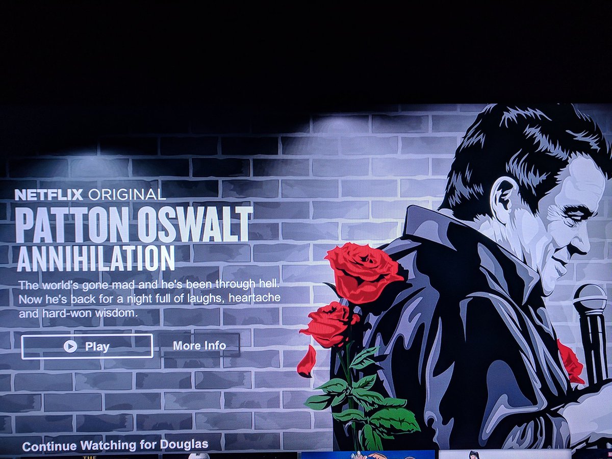 DouglasRaye's tweet photo. @pattonoswalt... Um.. Why do they have a picture of Johnny Cash for your Netflix special? https://t.co/2skBmgLahk