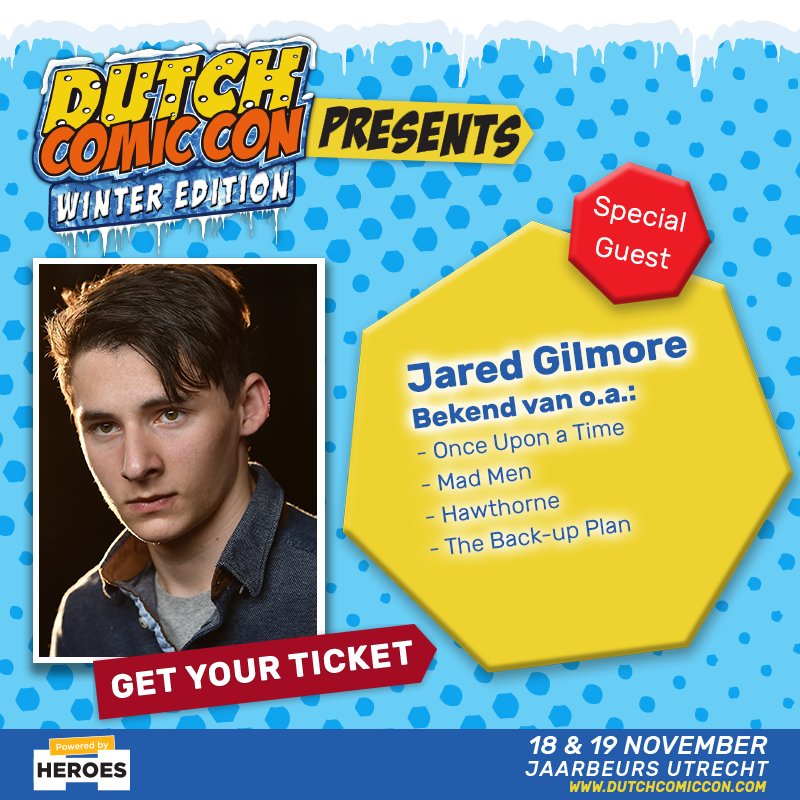 dutchcomiccon's tweet photo. Jared Gilmore komt naar Dutch Comic Con - Winter Edition! https://t.co/xImVT1fPdu
Bekend van Once Upon a Time en Mad Men! #ouat #nlcomiccon https://t.co/HsTUxkNZCx