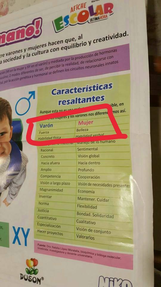 Según este afiche escolar soy más varón, che. ¿Que hago? Me confieso? ¿Busco un psicólogo? ¿O un médico que me 'cure'?
