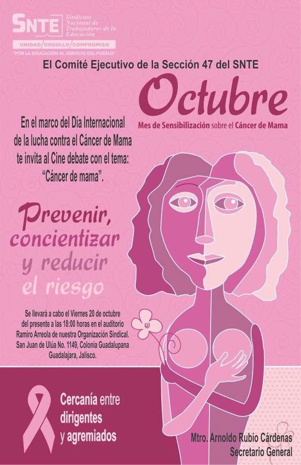 Seccion471's tweet photo. CES te invita al cine debate con el tema “Cáncer de mamá” el día viernes 20 de octubre a las 18:00 horas #TrabajamosParaTi https://t.co/XmFCrCAmyv