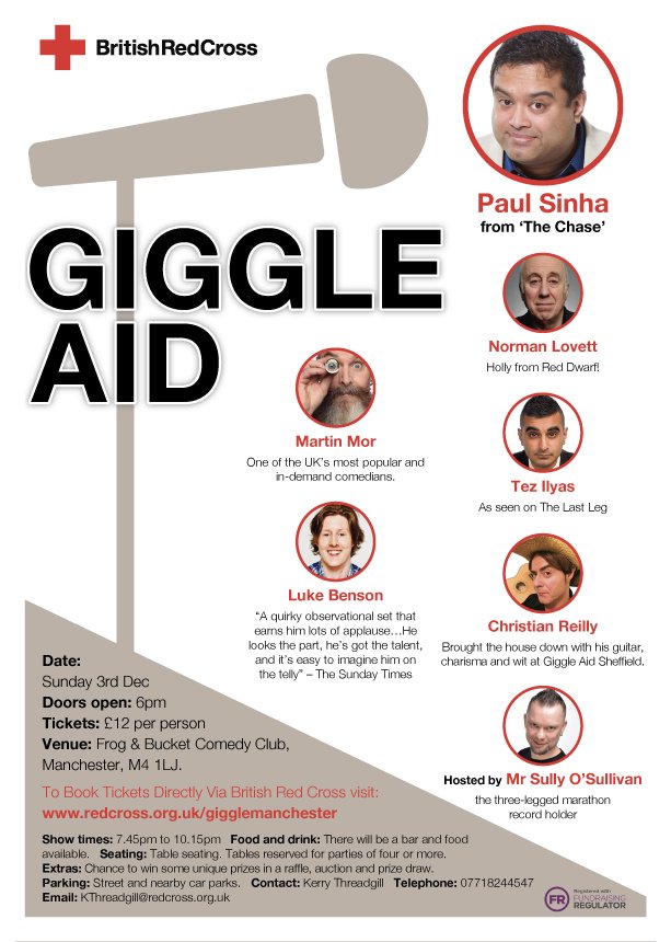 KerryThreadgill's tweet photo. Expect laughs aplenty at this brilliant #comedy night in #Manchester Sun 3 Dec. Book for your #xmas work do! @visit_mcr @RedCrossNorth https://t.co/mHWcWqyCoq