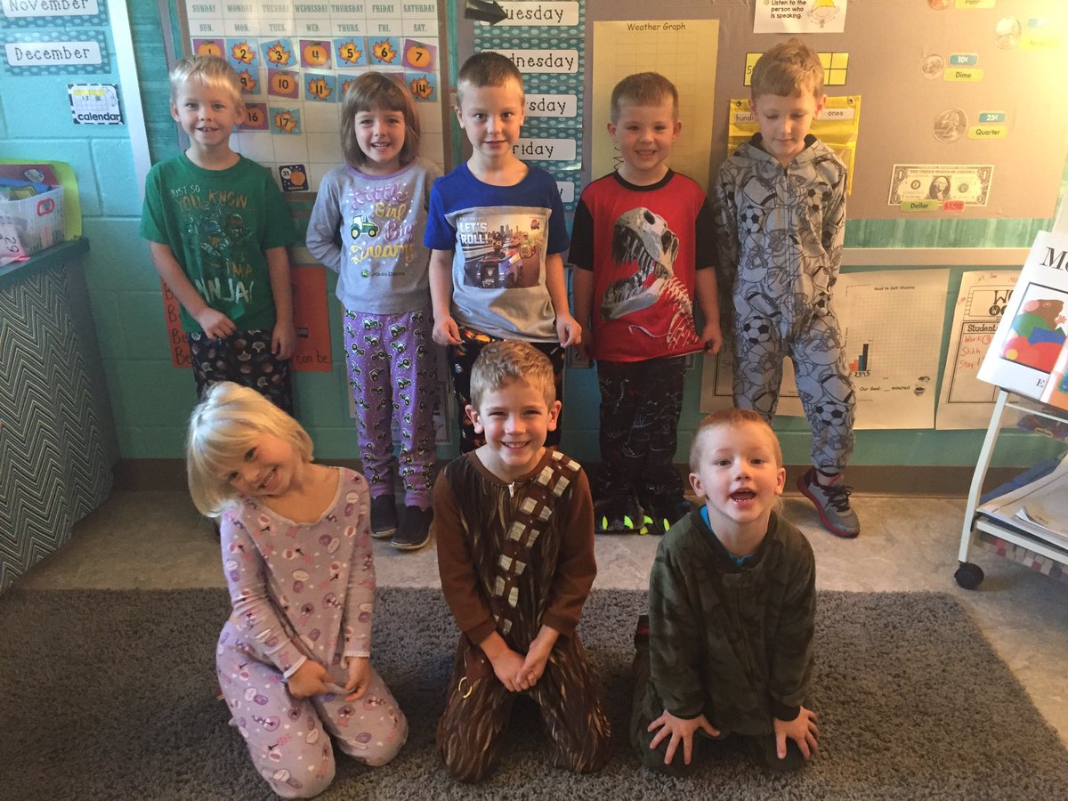 fgskindergarten's tweet photo. Who doesn't love wearing pj's to work? Way to go kindergarten!
@usd380 
#wildcatway #fulljar https://t.co/GdZ1kXXnC3
