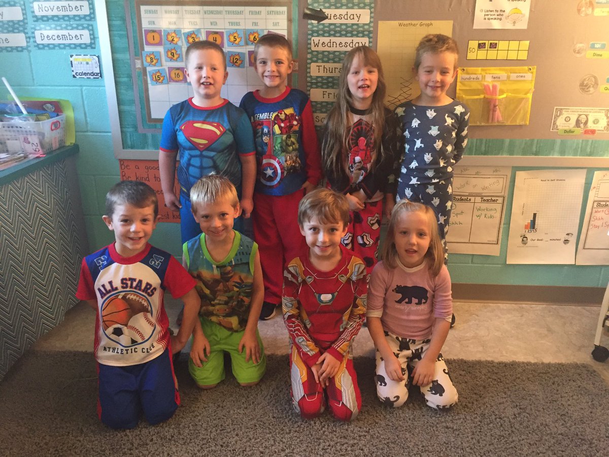 fgskindergarten's tweet photo. Who doesn't love wearing pj's to work? Way to go kindergarten!
@usd380 
#wildcatway #fulljar https://t.co/GdZ1kXXnC3