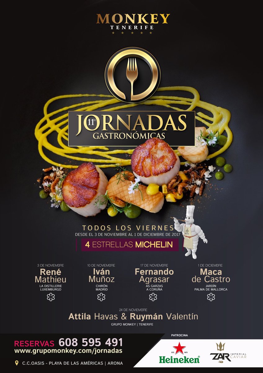 GrupoMonkey's tweet photo. ¿A cuál te apuntas? #estrellasmichelin en las #jornadasmonkey https://t.co/kmgklu5X5P