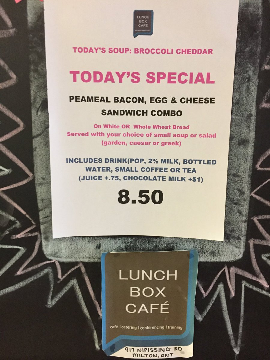 CLNH_Lunchbox's tweet photo. Meet up at the Lunchbox Café in Milton for Today’s Special! #miltonON #905lunch #905eats https://t.co/JA3RVUMU0l