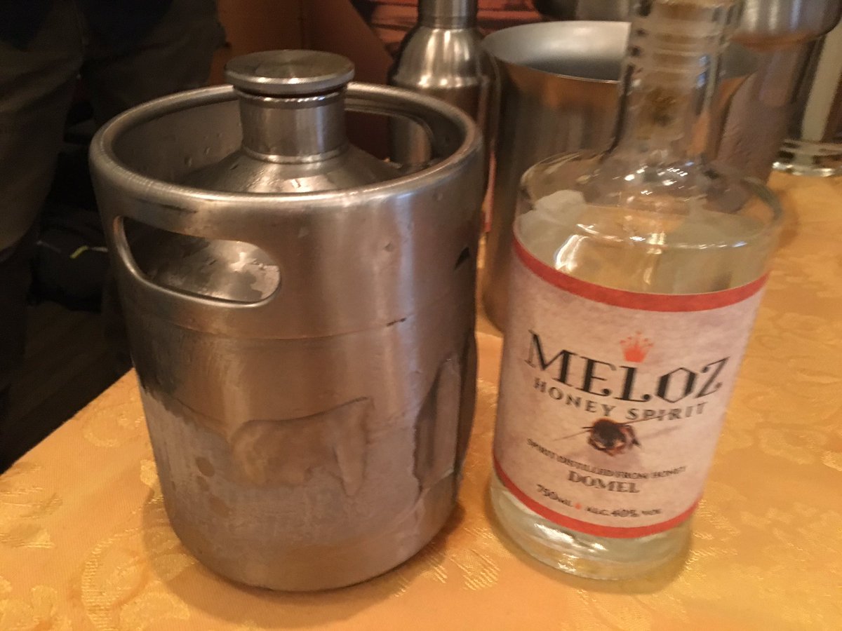 MelozDomel's tweet photo. Nothing like a glacier cold keg of honey spirit, batched "impeach the peach" #meloz #honeyspirit https://t.co/pB8rdSTHxF