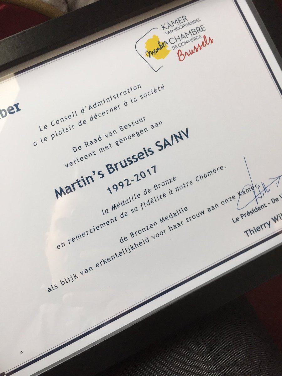 Proud to be 25 years member of <a href="/BECI_Brussels/">BECI</a> with <a href="/MartinsHotels/">Martin's Hotels</a> <a href="/brussels_eu/">Brussels/Strasbourg</a> #BronzeMedal🎖#Brussels