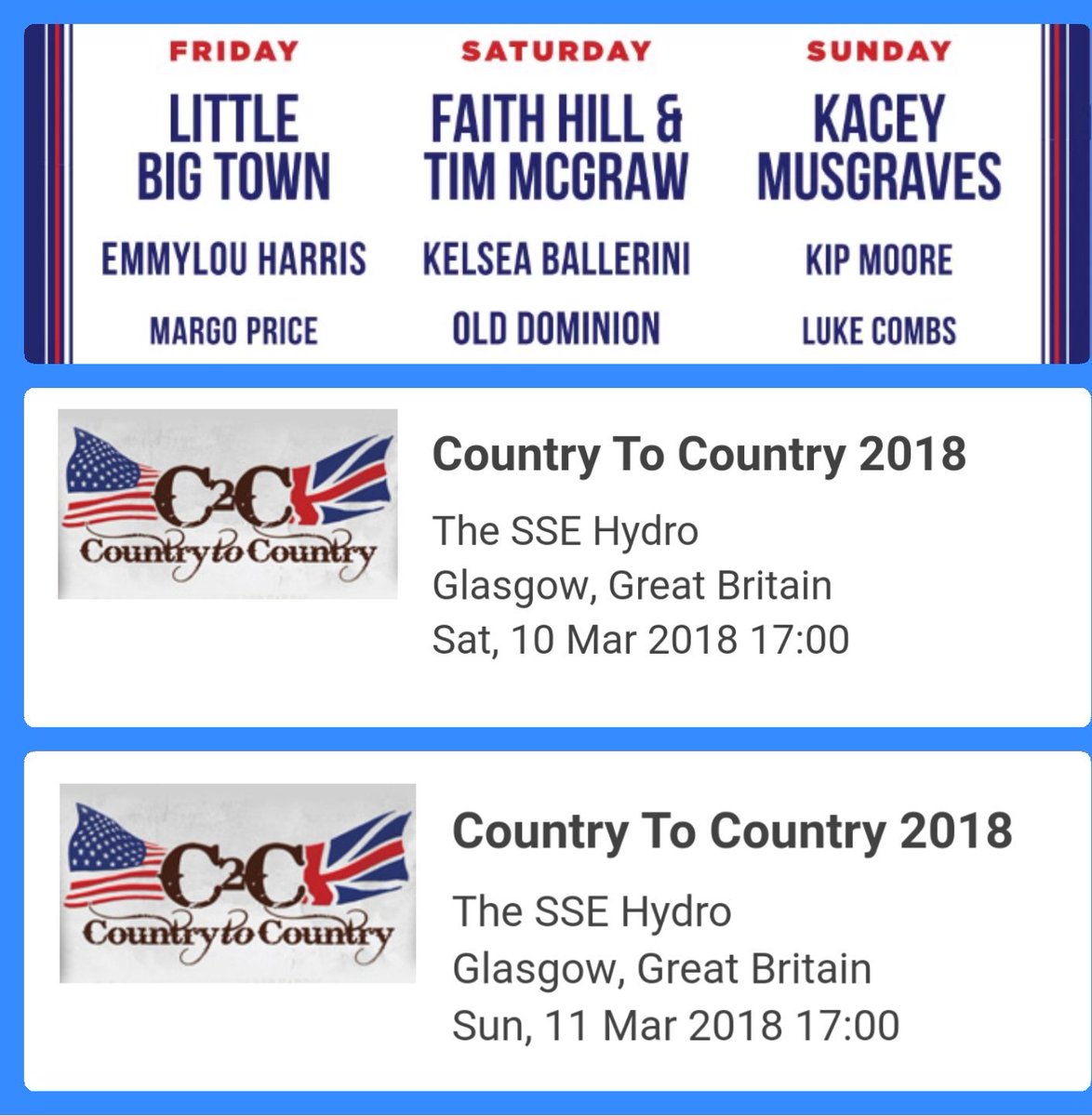 trunk2's tweet image. Sat &amp;amp; Sun presale tickets purchased for @C2CGlasgow  No need to wait until Friday now. Can't wait! @C2Cfestival 2018