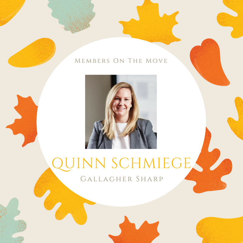 ColumbusBar's tweet photo. Congrats to #MemberOnTheMove Quinn Schmiege on joining Gallagher Sharp! Share your new hires with us: https://t.co/kllGPnQVuf https://t.co/3pZ7V0hiyD