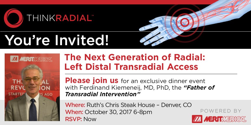 ThinkRadial's tweet image. Going to be in Denver Oct 30th?  Then join us for dinner w/ special guest speaker Dr Ferdinand Kiemeneij #ldtra RSVP ow.ly/Bj2a30fXQuL