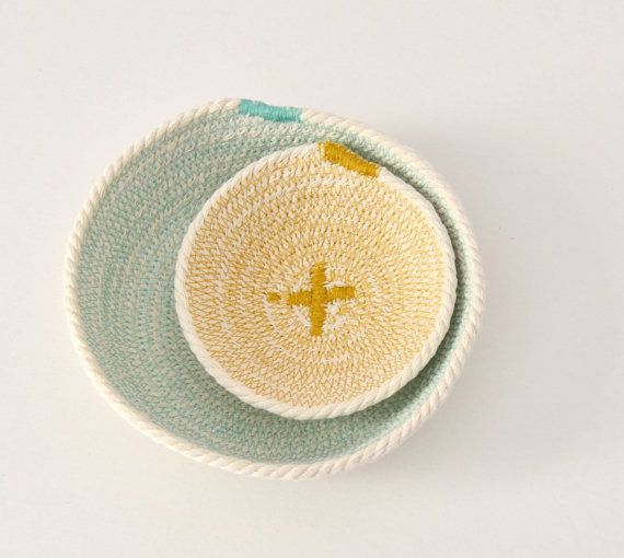 ETSdiscount's tweet photo. Cotton cord basket aquamarine and mustard – Mediterranean style – Natural home décor – key holder bowl – Bread https://t.co/JEt2QFA4OM https://t.co/gwaPjnesjM