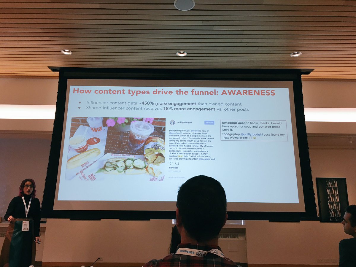 AlwaysOnTrend's tweet photo. "Influencer content gets ~450% more engagement than owned content." - @MallorieRose #SMSsummit #preach🙌🏻 https://t.co/7ULmNhuZLp