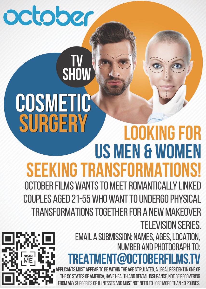 PHEBYcasting's tweet photo. COSMETIC SURGERY FOR COUPLES AGED 21-55.
#NOWCASTING #USACASTING
#CosmeticSurgery https://t.co/9qrqDAvmfE