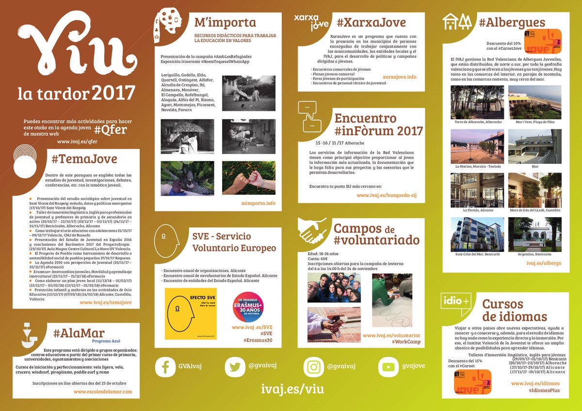 Viu la tardor 2017. Activitats per a joves de <a href="/GVAivaj/">GVAivaj</a>