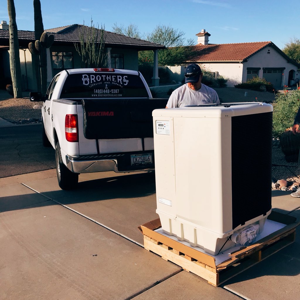 BrothersPoolAZ's tweet photo. 🔥 Early morning #HeatPump install. @PentairPool #swimmingpool #scottsdale https://t.co/p8SIKXKj4e