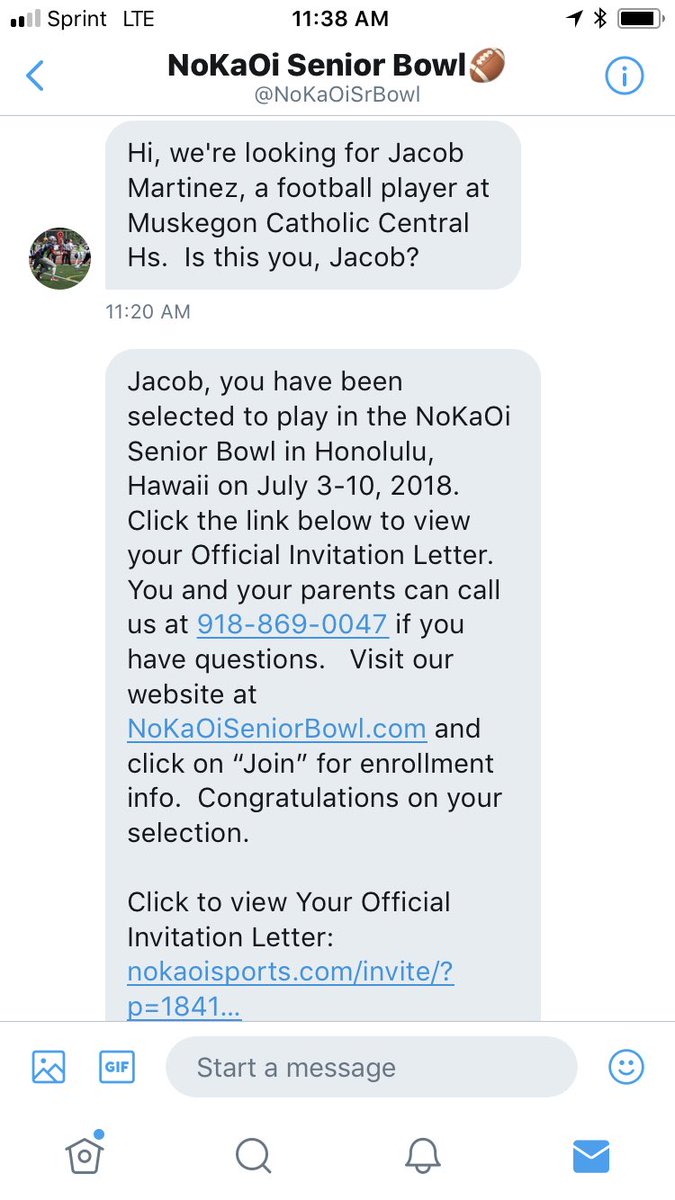 JakobeBorn88's tweet photo. Blessed to receive an invite to play in the @NoKaOiSrBowl in Honolulu Hawaii. 🙏🏽🏈 #88 https://t.co/OEymvoDOJn