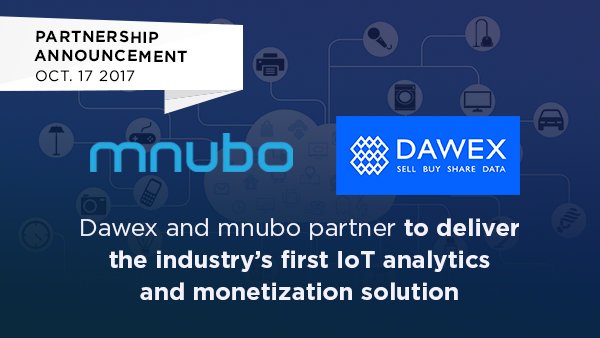 DawexData's tweet image. Dawex Data marketplace linked to @mnubo Analytics &amp;amp; AI solution help create more value from #IoT data. Read more : dawex.com/en/about/press…