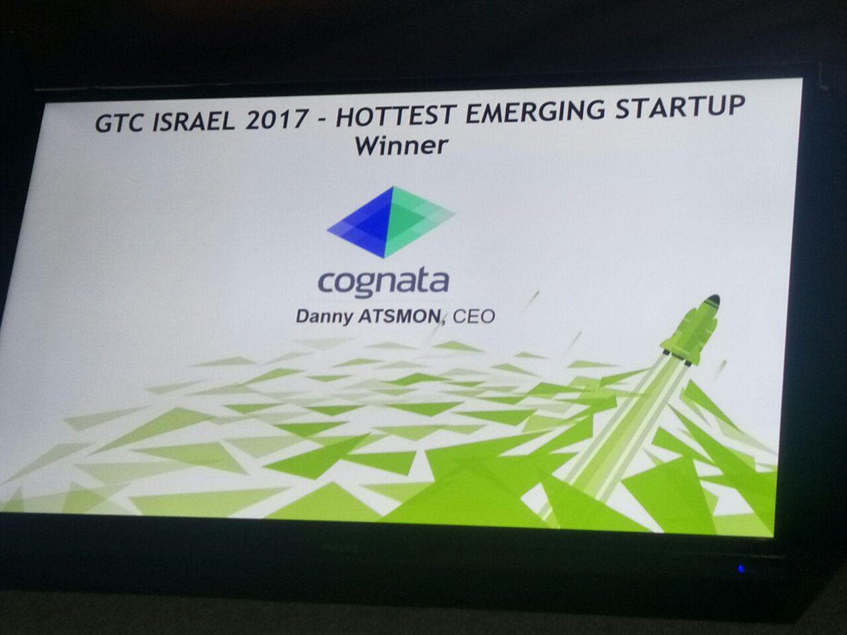 CognataAI's tweet photo. And the Winner at @NvidiaAI hottest AI Startup Contest at GTC Israel is: Cognata
Congratulation to Danny Atsmon and the Cognata team😀 https://t.co/QsSoGqALFv