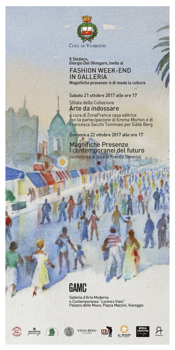 FASHION WEEK-END ALLA GAMC

21.10.2017, ore 17
Sfilata della Collezione
Arte da indossare

22.10.2017, ore 17
Magnifiche Presenze
Conferenza