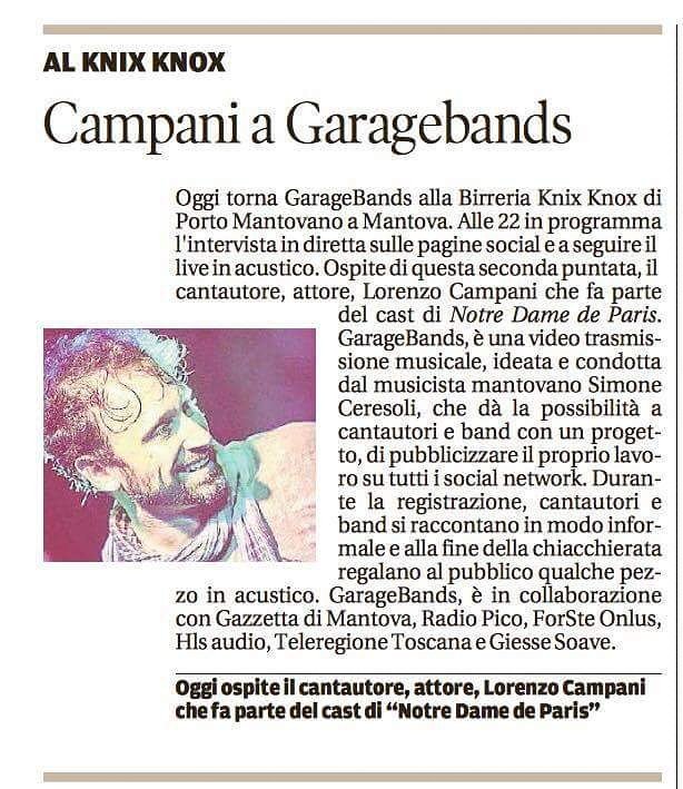 blavasky's tweet photo. Stasera alle 22 #birreriaknixknox 
@lorenzo_campani al @garagebandsReal ☆☆☆ https://t.co/9sCW7D4Sdf