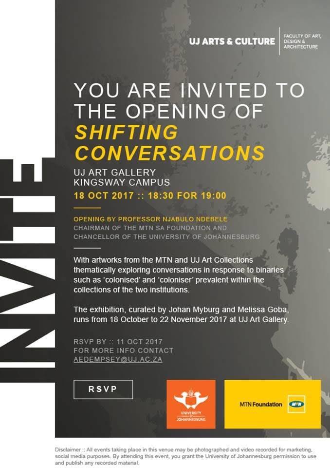 JosineJoburg's tweet photo. #ShiftingConversations opening tonight by Professor Njabulo Ndebele @UJArtsCentre @go2uj https://t.co/eIDrAvwiZy