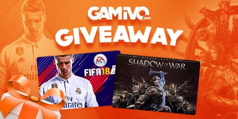 GAMIVOcom's tweet photo. Join our #giveaway with @dlcompare_com and get a chance to win FIFA18 or Shadow of War! Visit https://t.co/CmxLFpKILd and join the contest! https://t.co/MP7xBaOSWI