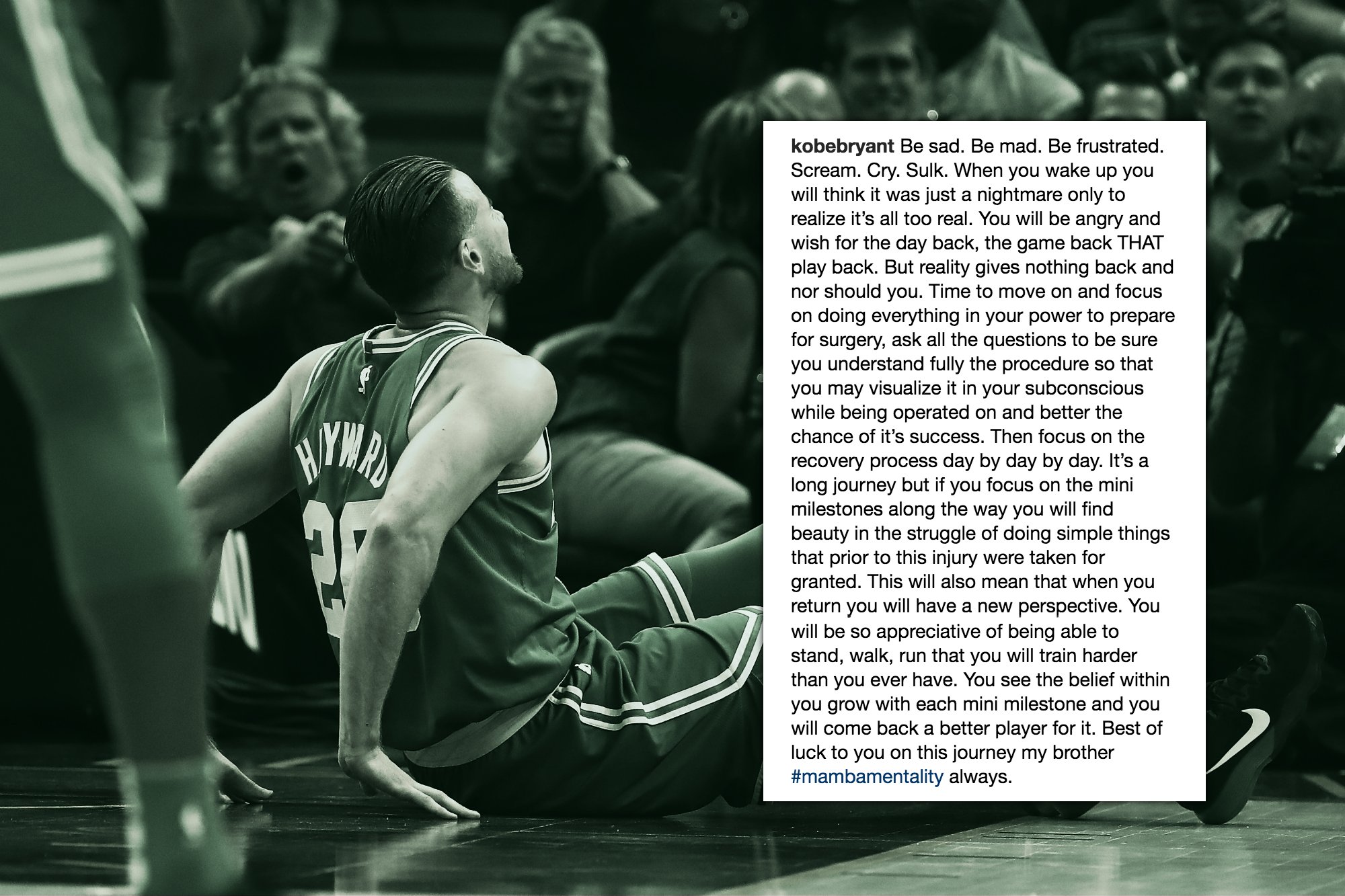 Kobe Bryant posta emocionante mensagem de apoio a Gordon Hayward, Torcedores