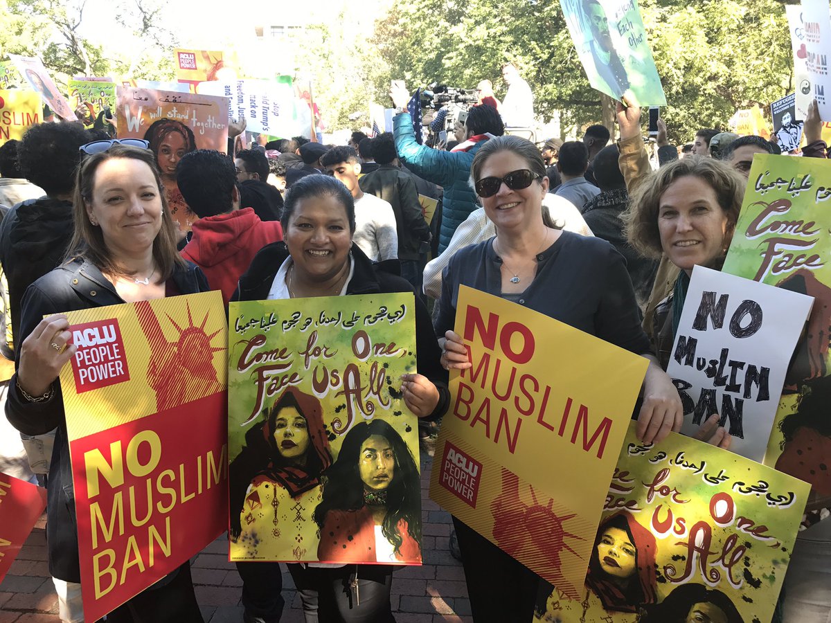 peoplepower's tweet photo. We are rallying at the White House against the latest version of Trump's Muslim ban. #NoMuslimBanEver https://t.co/9JLk3ryAwZ