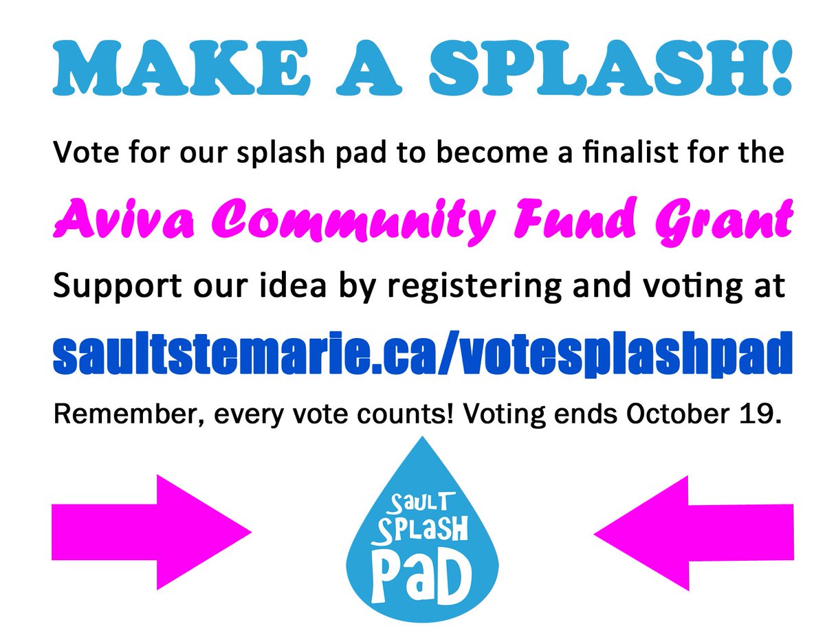 We're near the end! If you haven't voted yet, today is the day! Visit: saultstemarie.ca/votesplashpad https://t.co/0AFu309zdM