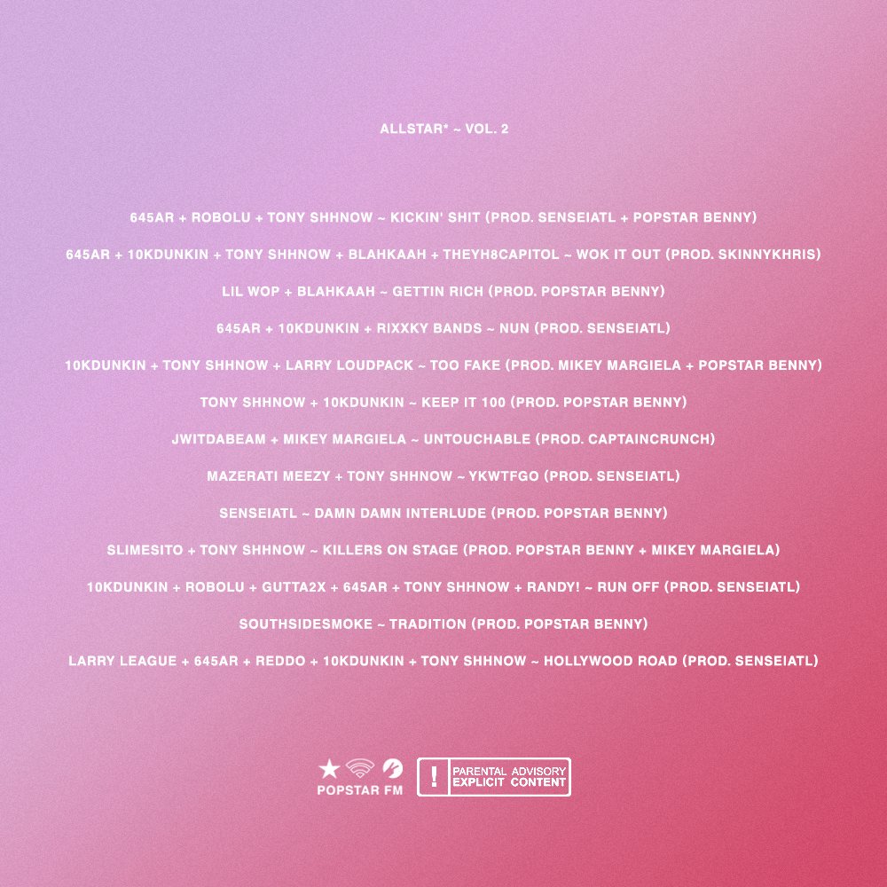 AnimalXHouse's tweet image. Featuring 13 New Heaters From @larry_league @645AR_ &amp;amp; More, Popstar FM Delivers The New Mixtape, "ALLSTAR* Vol.2"!

anmlxh.se/2gOwoVI