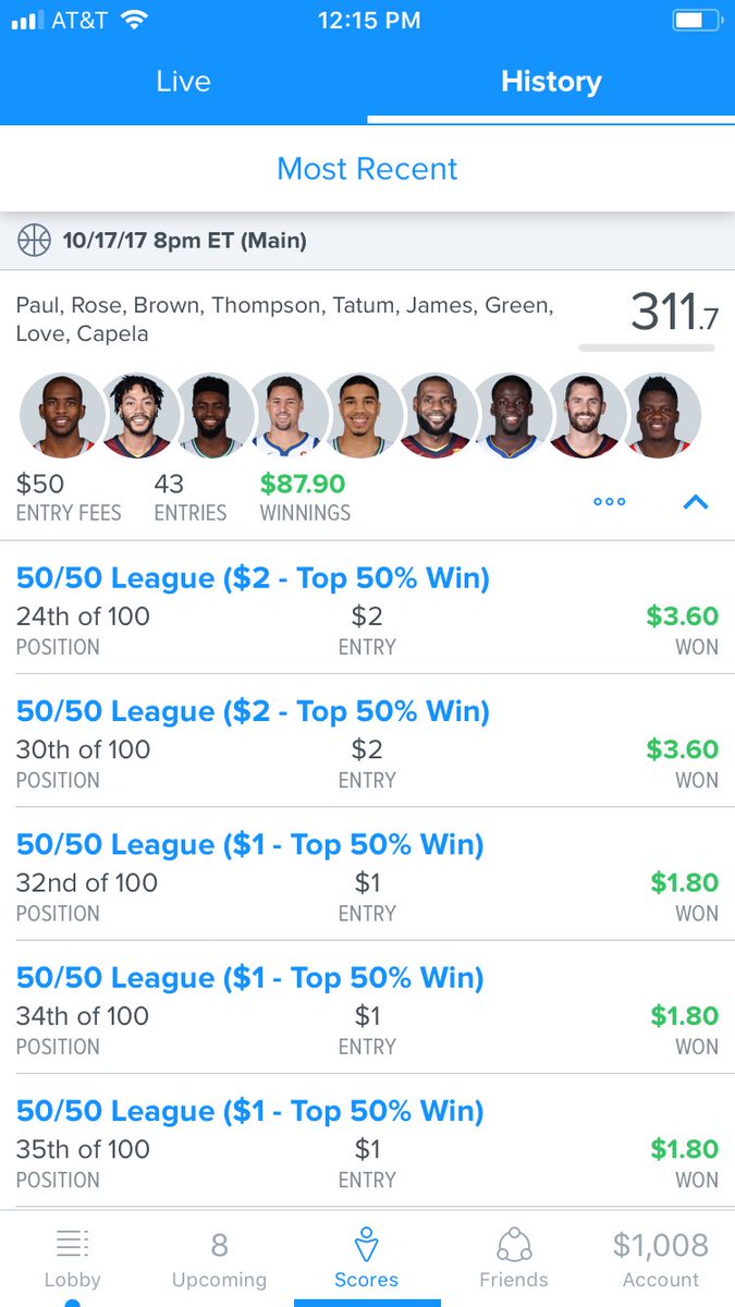 FreddyFanduel's tweet photo. Great start to the year! Looking to keep it rolling tonight 💰 https://t.co/3praG2m5nf