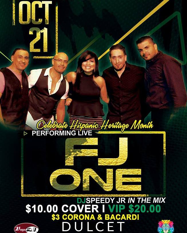 DulcetDining's tweet photo. FJ ONE live in Concert Oct 21st Doors open@10pm w @djspeedyjr & Vaya DJ spinning ๐ต$10GA๐ฐ$20VIP #LatinNight #FJOneGroup #ThingsToDoInTampa https://t.co/t8Ap0V2D5x
