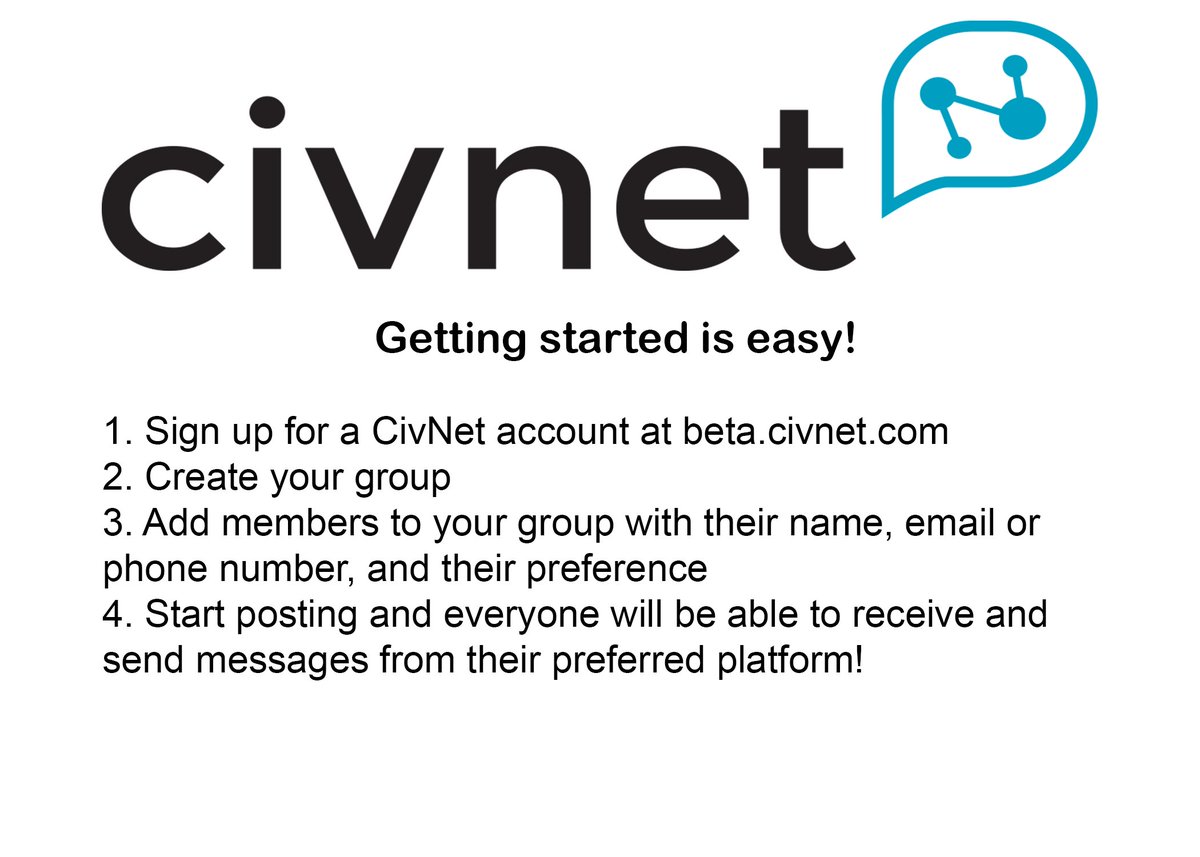 CivNetCo's tweet photo. @equalitynm Hey we have this handy image for you to get started on #CivNet! We're open to helping you get the most out it! https://t.co/HGsoDS1Mpk