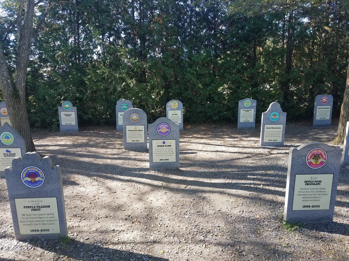 Todd_Trafalgar's tweet photo. A cemetery for all the flavors that didn't make it at Ben &amp; Jerry's. #SimplyTrafalgar #AutumnColors @TrafalgarTalk #Vermont https://t.co/8QrhxIulKl