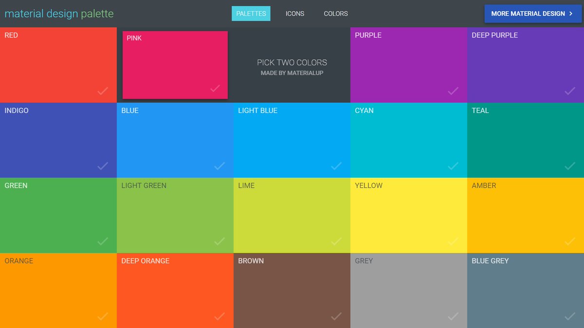 BMCInternet's tweet image. materialpalette.com Choose  favorite colors &amp;amp; get your Material Design palette generated &amp;amp; downloadable. #materialdesign #webdesign2018