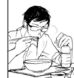 友情出演KOGA君。麺類食って眼鏡が曇っています。
食器の類がめちゃめちゃいびつなのは直す 