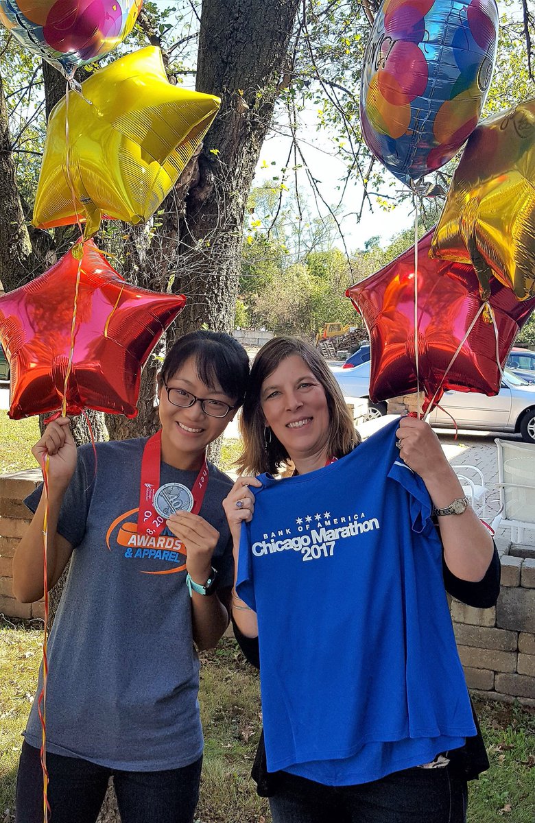 RunningAandA's tweet photo. Congrats to our Chicago Marathon Finishers! Kristen and Kexin. #teamraa #justrun @ChiMarathon https://t.co/J2Vacrh3bd