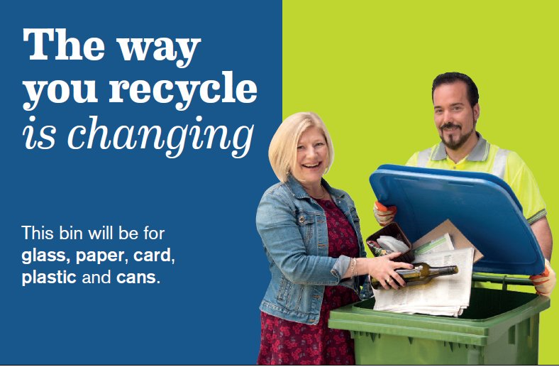 LewesDC's tweet photo. #glass #paper #card #plastic #cans it can all go into your new recycling bin! #comingling #recycle  https://t.co/SOojyfnUfA for more details https://t.co/bEgyGUZVrX