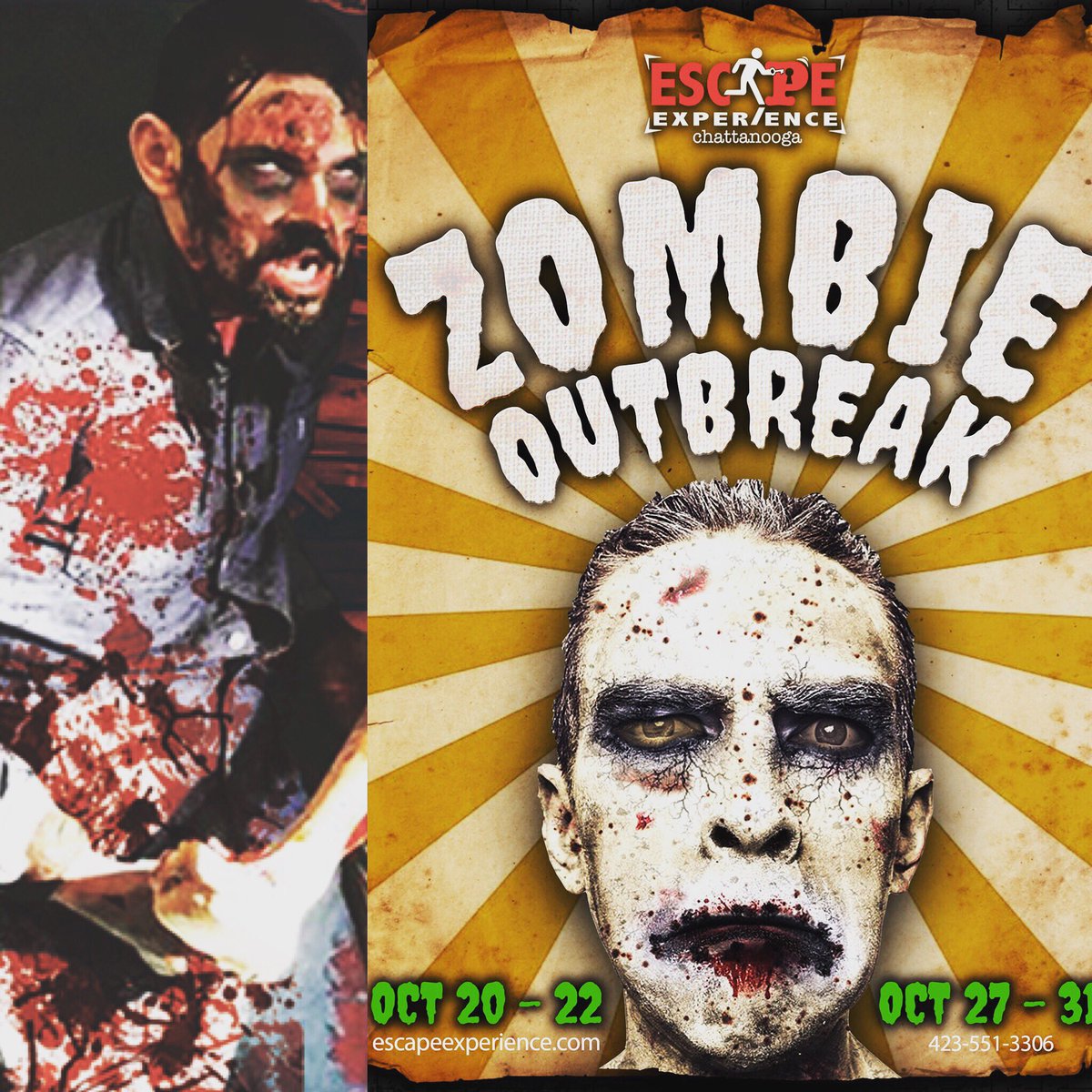 EscapeExpChatt's tweet image. Come try our special Halloween versions of Vaccine and The Bunker! You don’t want to miss this once a year experience! #Halloween #escapeexp