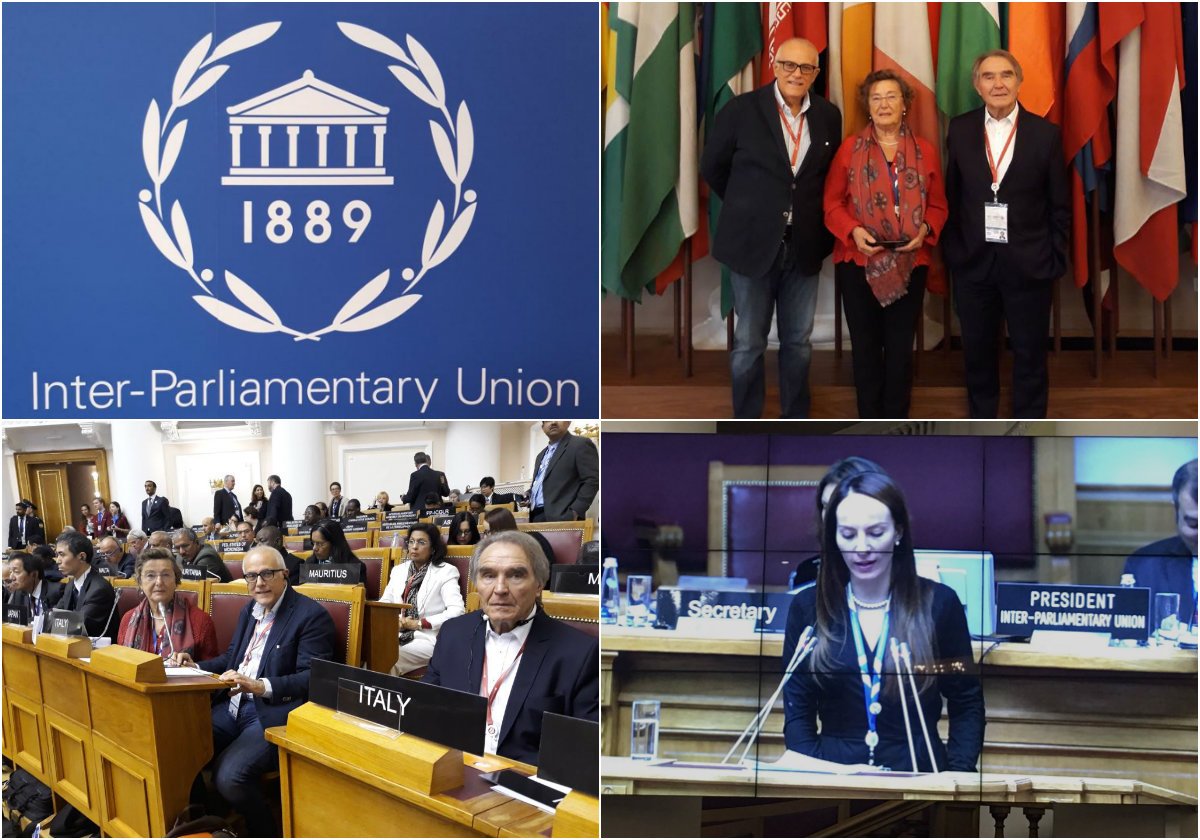 SenatoStampa's tweet photo. #UIP137 On. Locatelli, Farina, sen. Amoruso a 137a Assemblea Unione Interparlamentare San Pietroburgo.Eletta pres. Gabriela Cuevas (Messico) https://t.co/uZi3S57KiP