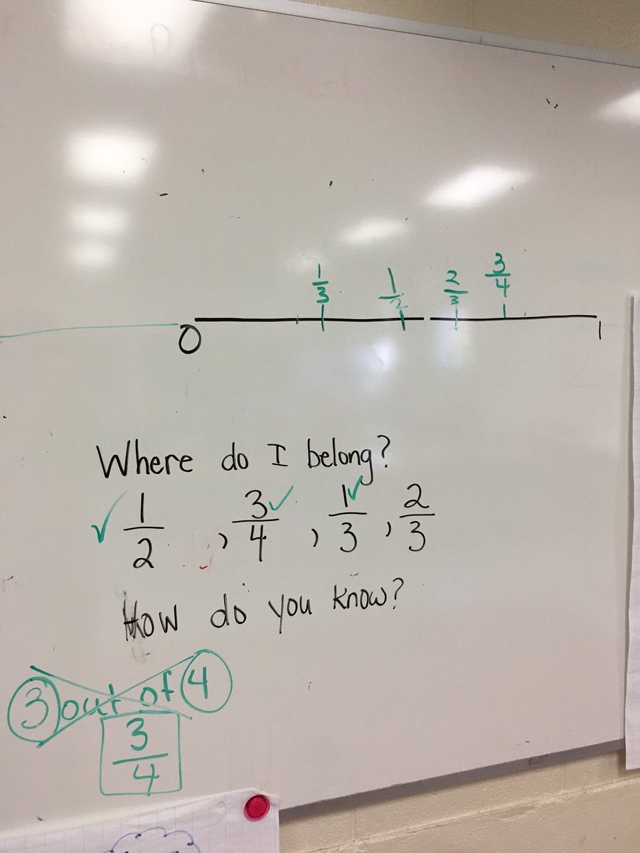 Mrs_evans6's tweet image. Using the number line to make sense of fractions. Fractions are numbers. #wedontsay3outof4 #wesay3quarters #fractiontalks @Cdn_Martyrs