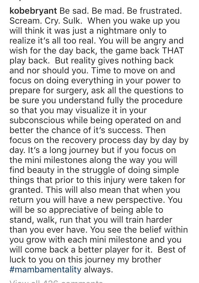 Kobe Bryant sends a motivational IG message for Gordon Hayward.