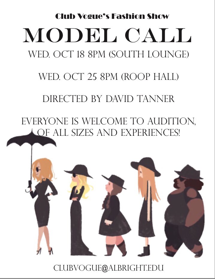 ClubVogueAC's tweet photo. Interested in modeling for our upcoming fashion show? Bring your heels and come out to our first model call tonight at 8! https://t.co/nY2LD4mqq2