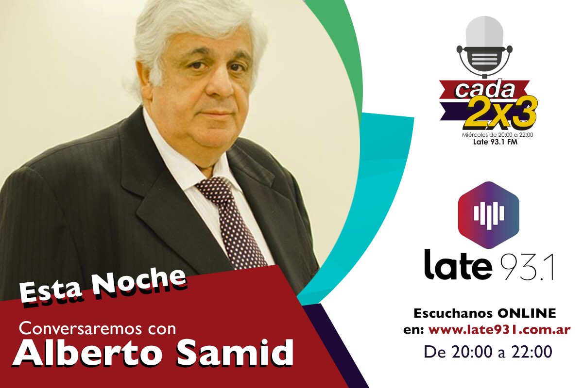 cada2x3radio's tweet photo. Esta noche @samidalberto conversará con nosotros #Cada2x3Radio por @Late931Oficial te esperamos de 20 a 22! 😃 #FM #Radio #follow #miercoles https://t.co/RfHGeVjv9q