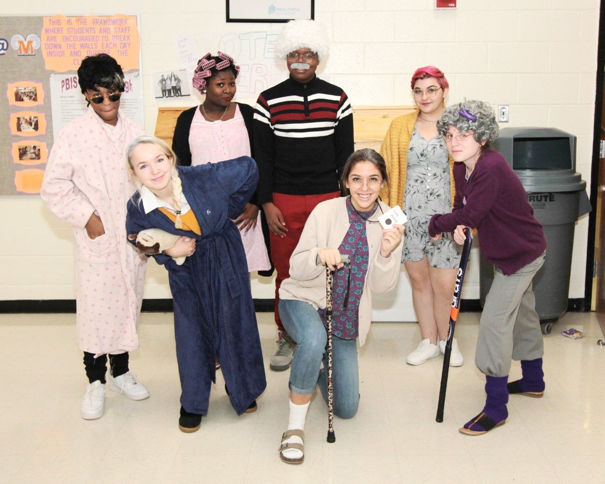 McDonoughHS's tweet photo. Students @McDonoughHS are looking remarkably mature today! Celebrating SENIOR CITIZEN DAY during Homecoming 2017! #CollectivelyStrong https://t.co/iu14EbUiOv