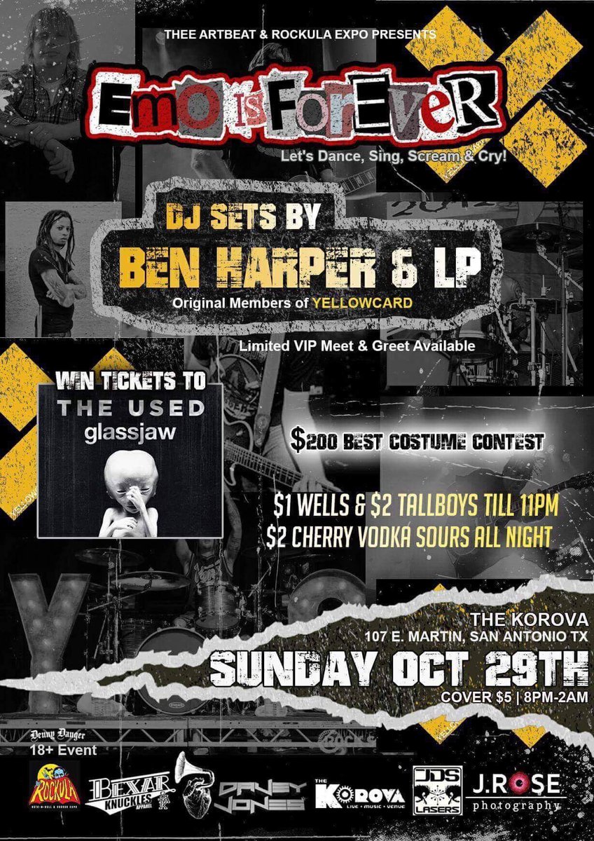 🤘🏽Rockula Wrap Party! Special OG #yellowcard guests Ben Harper &amp; <a href="/Longineu/">Longineu Parsons III</a> <a href="/KorovaSA/">The Korova</a> Sun.Oct29! VIP available now: bit.ly/2ilLrcQ